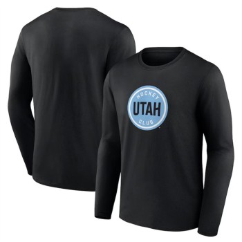 Men's Utah Mammoth Black Draft Logo Long Sleeve T-Shirt