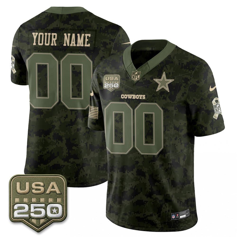 Men's Dallas Cowboys Camo 2026 Salute to Service Vapor F.U.S.E. Limited Custom Jersey