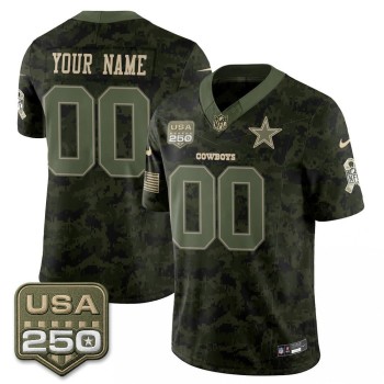 Men's Dallas Cowboys Camo 2026 Salute to Service Vapor F.U.S.E. Limited Custom Jersey