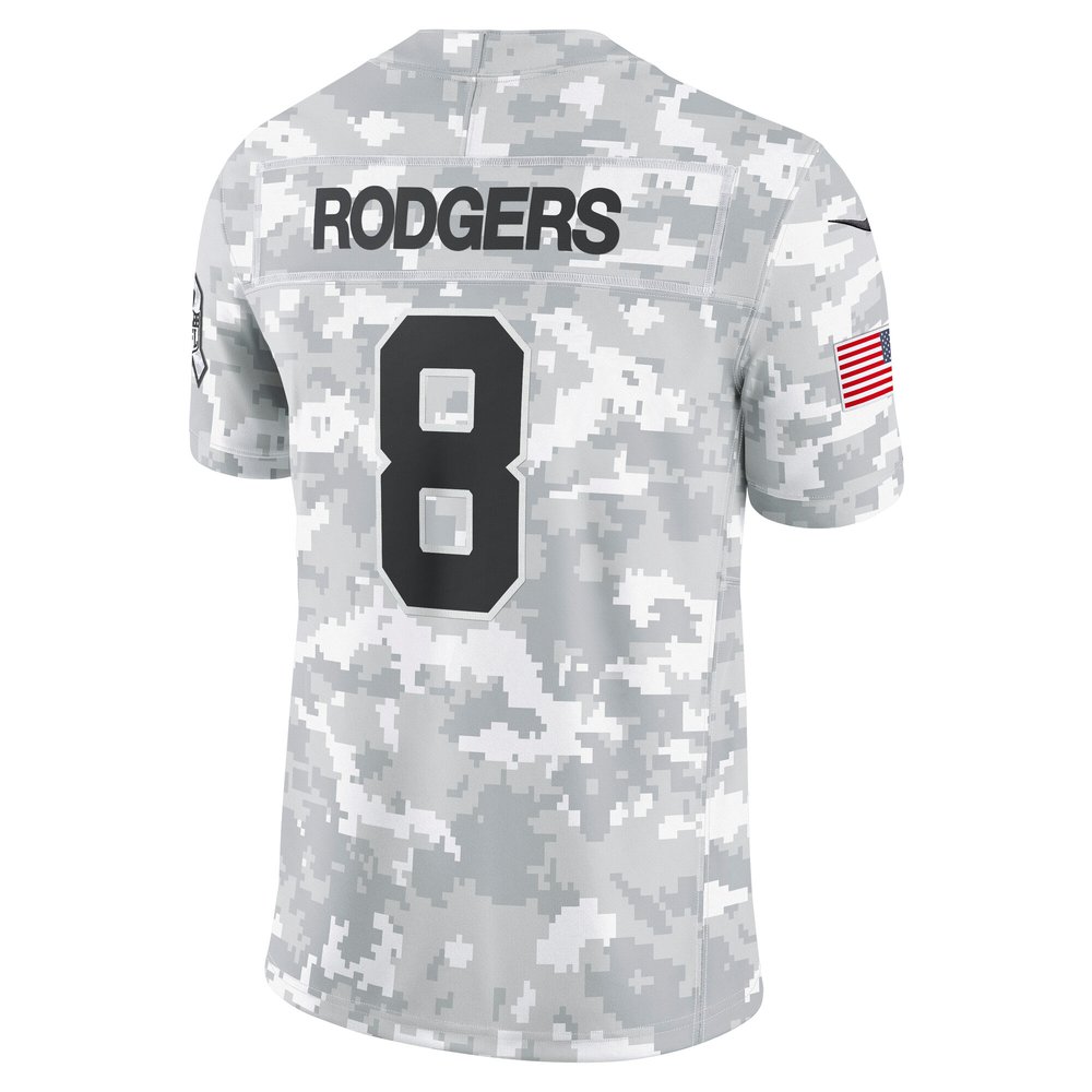 Men's New York Jets Aaron Rodgers Arctic Camo 2024 Salute to Service Limited Jersey