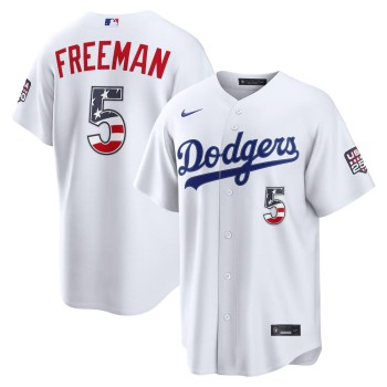 Men's Los Angeles Dodgers #5 Freddie Freeman Nike White USA 250 Fourth of July Home Stadium Jersey