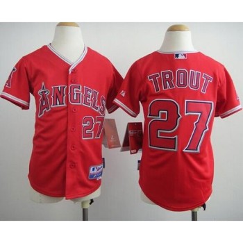 Angels #27 Mike Trout Red Cool Base Stitched Youth MLB Jersey