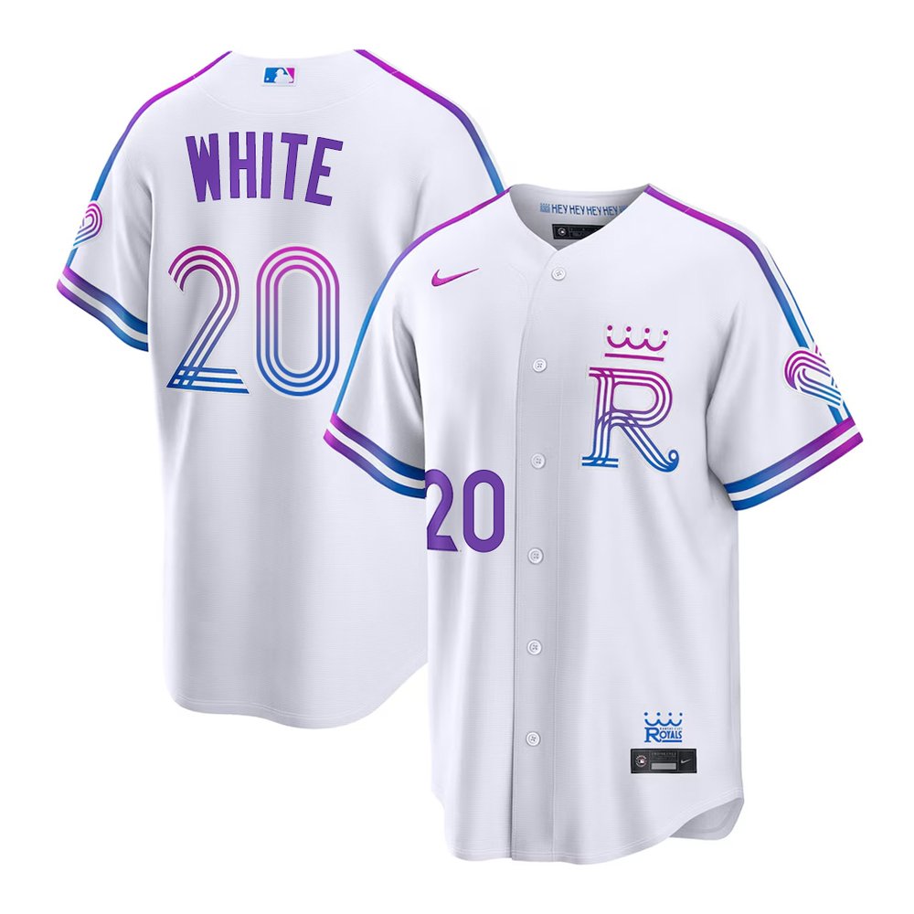 Youth Kansas City Royals #20 Frank White White 2026 City Connect Stitched Jersey