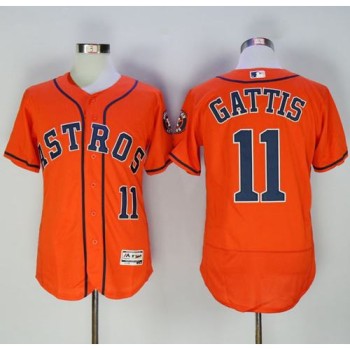 Astros #11 Evan Gattis Orange Flexbase Authentic Collection Stitched MLB Jersey