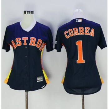 Astros #1 Carlos Correa Navy Blue Women's Alternate Stitched MLB Jersey
