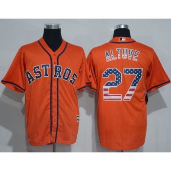 Astros #27 Jose Altuve Orange USA Flag Fashion Stitched MLB Jersey