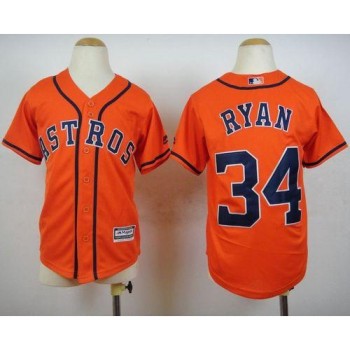 Astros #34 Nolan Ryan Orange Cool Base Stitched Youth MLB Jersey