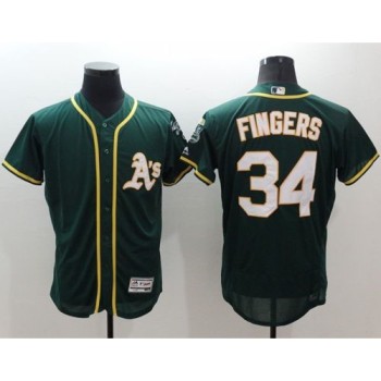 Athletics #34 Rollie Fingers Green Flexbase Authentic Collection Stitched MLB Jersey Athletics #34 Rollie Fingers Green Flexbase Authentic Collection Stitched MLB Jersey