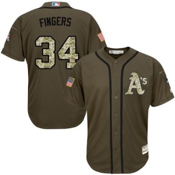 Athletics #34 Rollie Fingers Green Salute to Service Stitched MLB Jersey Athletics #34 Rollie Fingers Green Salute to Service Stitched MLB Jersey