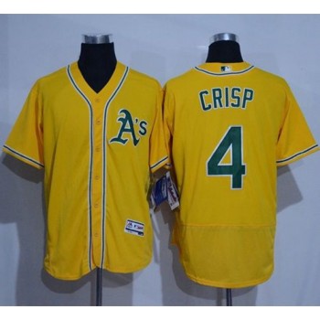 Athletics #4 Coco Crisp Gold Flexbase Authentic Collection Stitched MLB Jersey Athletics #4 Coco Crisp Gold Flexbase Authentic Collection Stitched MLB Jersey