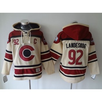 Avalanche #92 Gabriel Landeskog Cream Sawyer Hooded Sweatshirt Stitched NHL Jersey Avalanche #92 Gabriel Landeskog Cream Sawyer Hooded Sweatshirt Stitched NHL Jersey