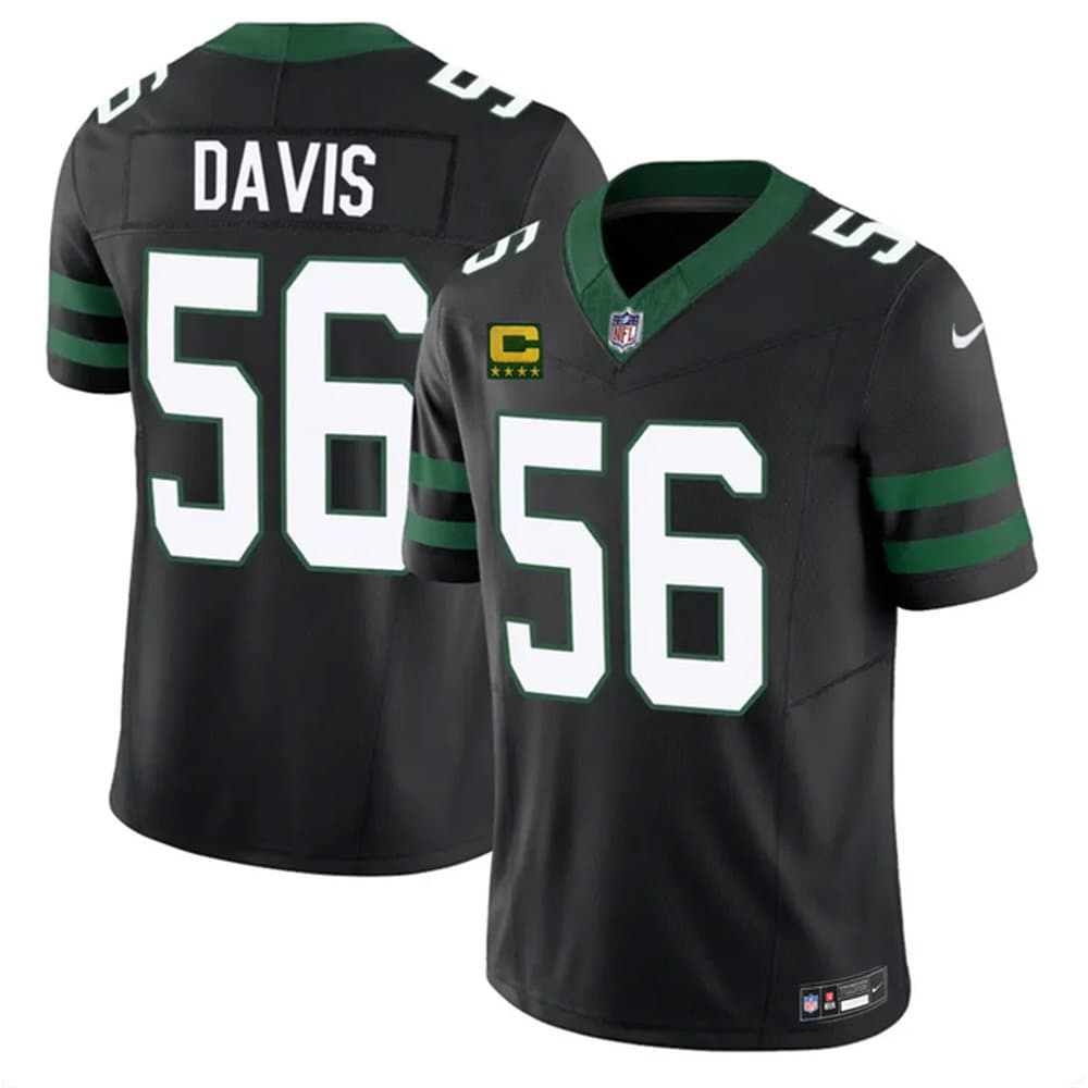 Men's New York Jets #56 Demario Davis Black 2025 4-Star C Patch Vapor F.U.S.E. Untouchable Limited Jersey