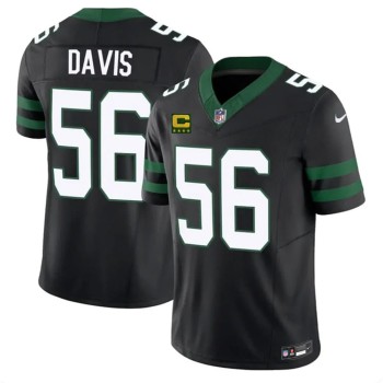 Men's New York Jets #56 Demario Davis Black 2025 4-Star C Patch Vapor F.U.S.E. Untouchable Limited Jersey