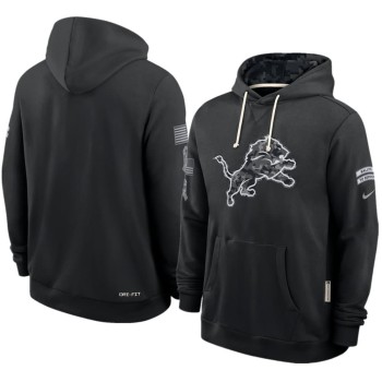 Men's Detroit Lions Nike Black 2026 Salute to Service Sideline Dri-FIT Pullover Hoodie