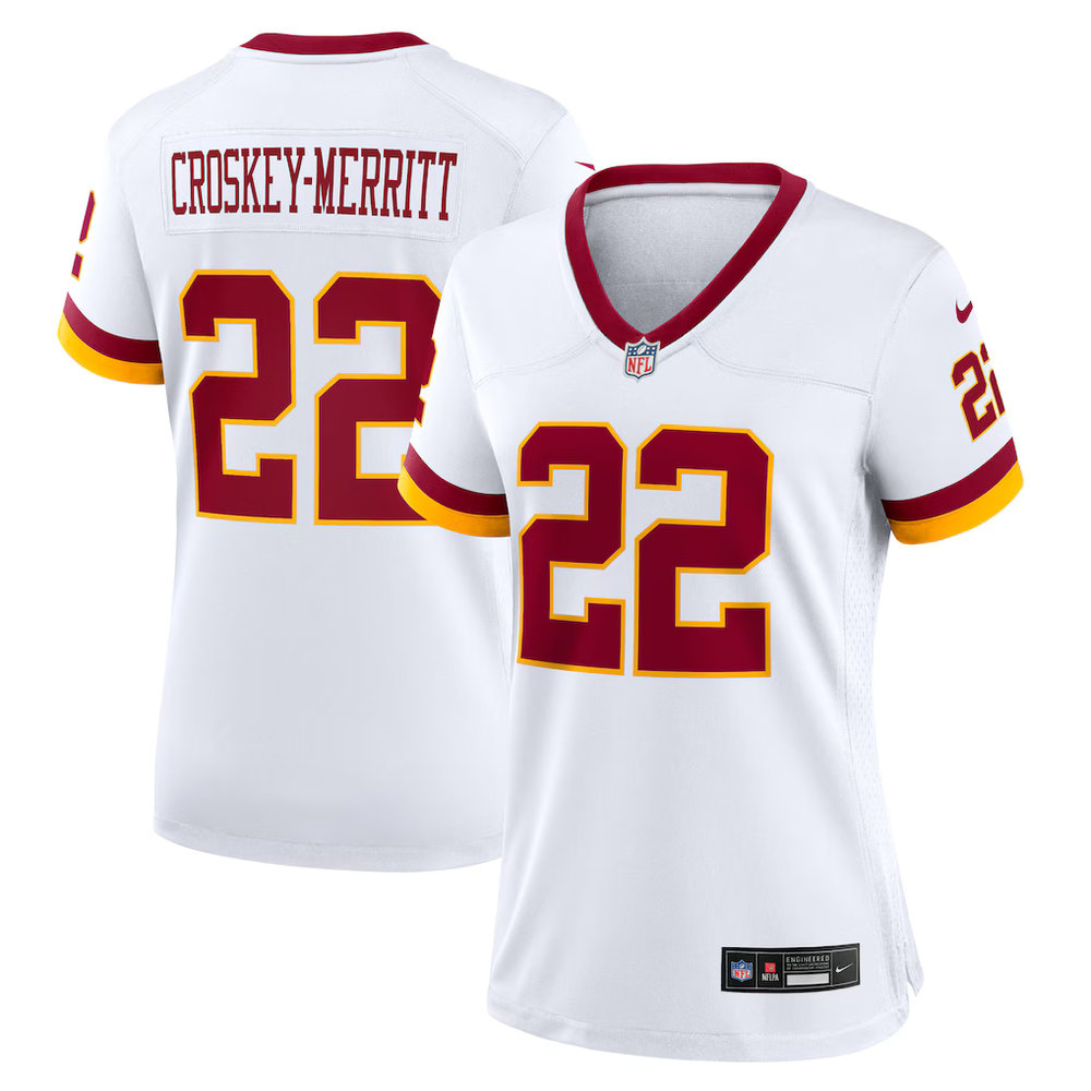 Women's Washington Commanders #22 Jacory Croskey-Merritt Nike White Game Super Bowl Era Jersey Women's Washington Commanders #22 Jacory Croskey-Merritt Nike White Game Super Bowl Era Jersey