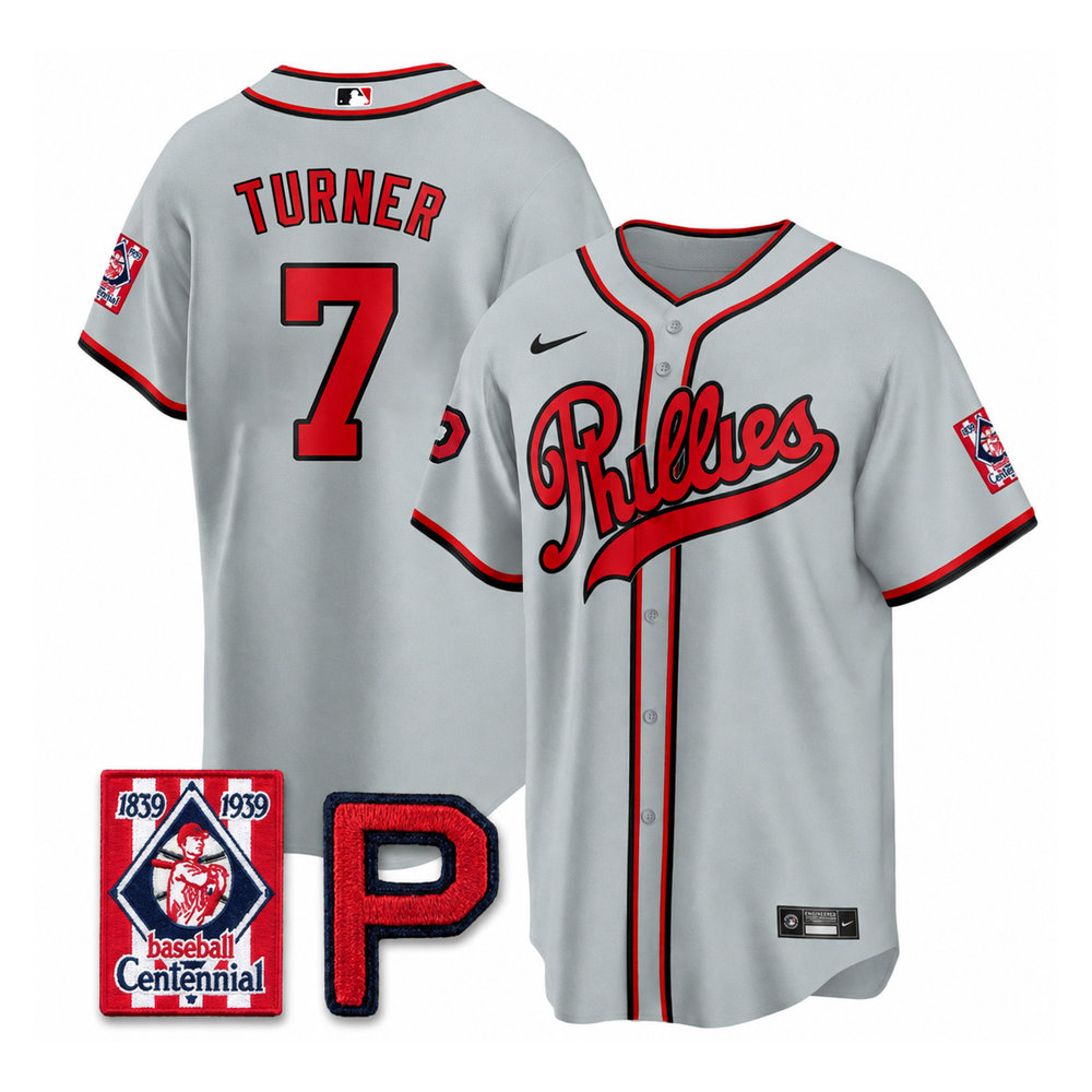 Men's Philadelphia Phillies #7 Trea Turner Gray Stitched Baseball Jersey