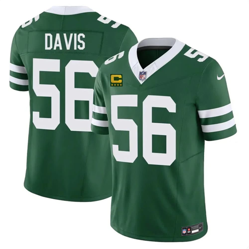 Men's New York Jets #56 Demario Davis Green 2025 4-Star C Patch Vapor F.U.S.E. Untouchable Limited Jersey