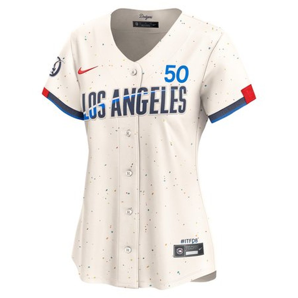 Women's Los Angeles Dodgers #50 Mookie Betts Cream 2024 City Connect Limited Player Jersey