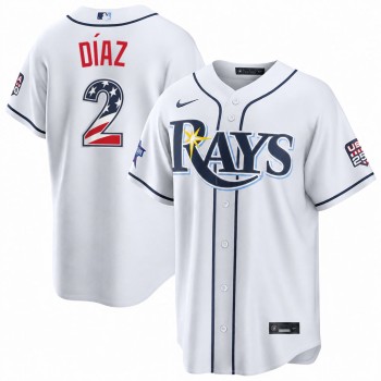 Youth Tampa Bay Rays #2 Yandy Diaz Nike White 2026 All-Star Edition Stars & Stripes Stadium Jersey