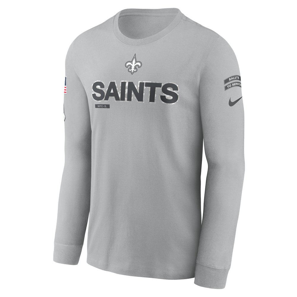 Men's New Orleans Saints Gray 2024 Salute To Service Long Sleeve T-Shirt