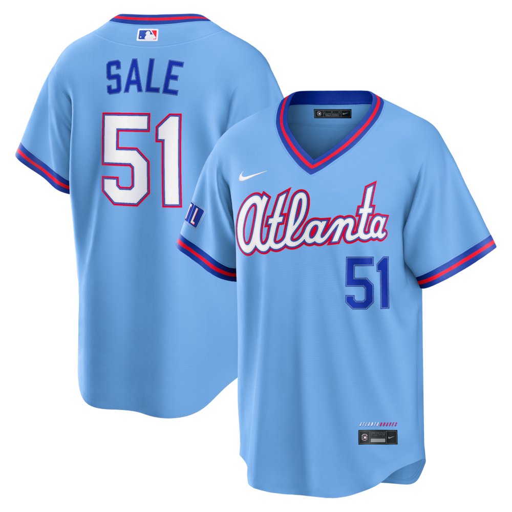 Men's Atlanta Braves #51 Chris Sale Powder Blue 2026 City Connect Stitched Jersey