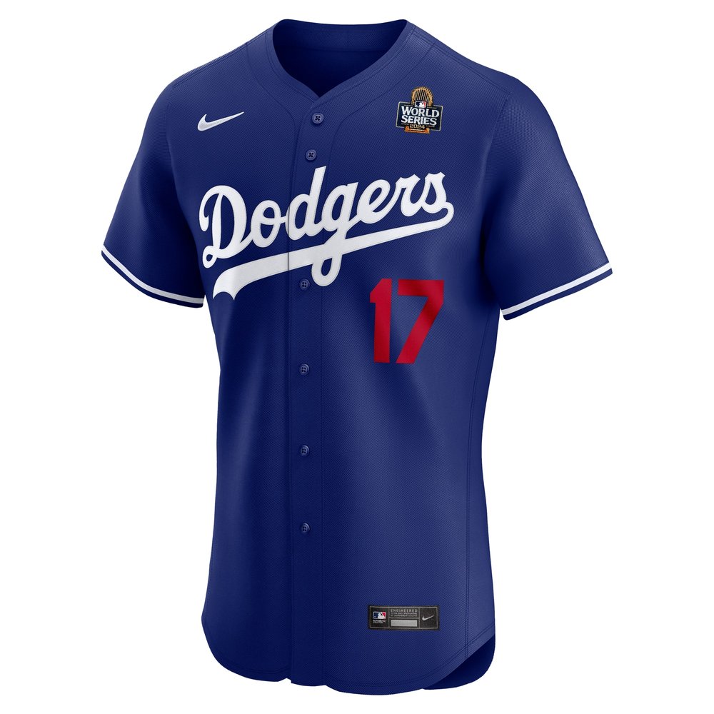 Men's Los Angeles Dodgers #17 Shohei Ohtani Royal 2024 World Series Alternate Elite Player Jersey