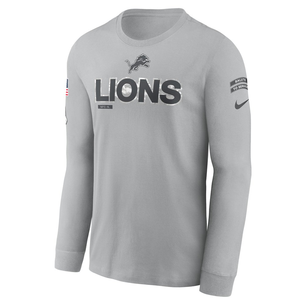 Men's Detroit Lions Gray 2024 Salute To Service Long Sleeve T-Shirt