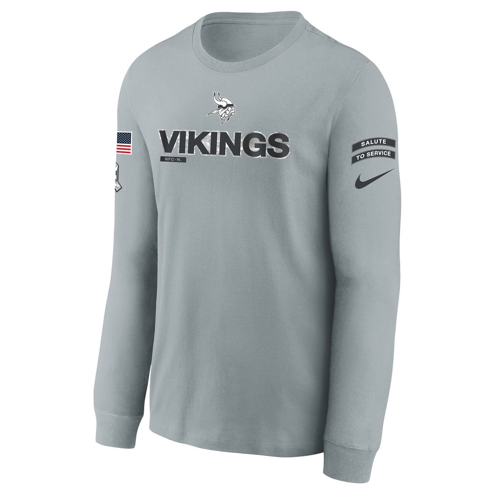 Youth Minnesota Vikings Gray 2024 Salute To Service Long Sleeve T-Shirt