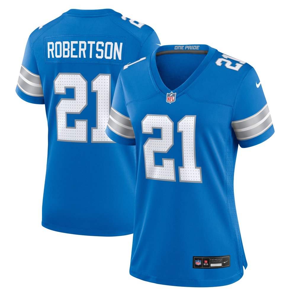 Women's Detroit Lions Amik Robertson  Blue Team Game Jersey