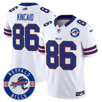Men's Buffalo Bills #86 Dalton Kincaid White Est. 1960 Patch Vapor F.U.S.E. Limited Jersey