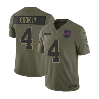 Youth's Buffalo Bills #4 James Cook Nike Olive 2025 Salute to Service Retired Limited Jersey