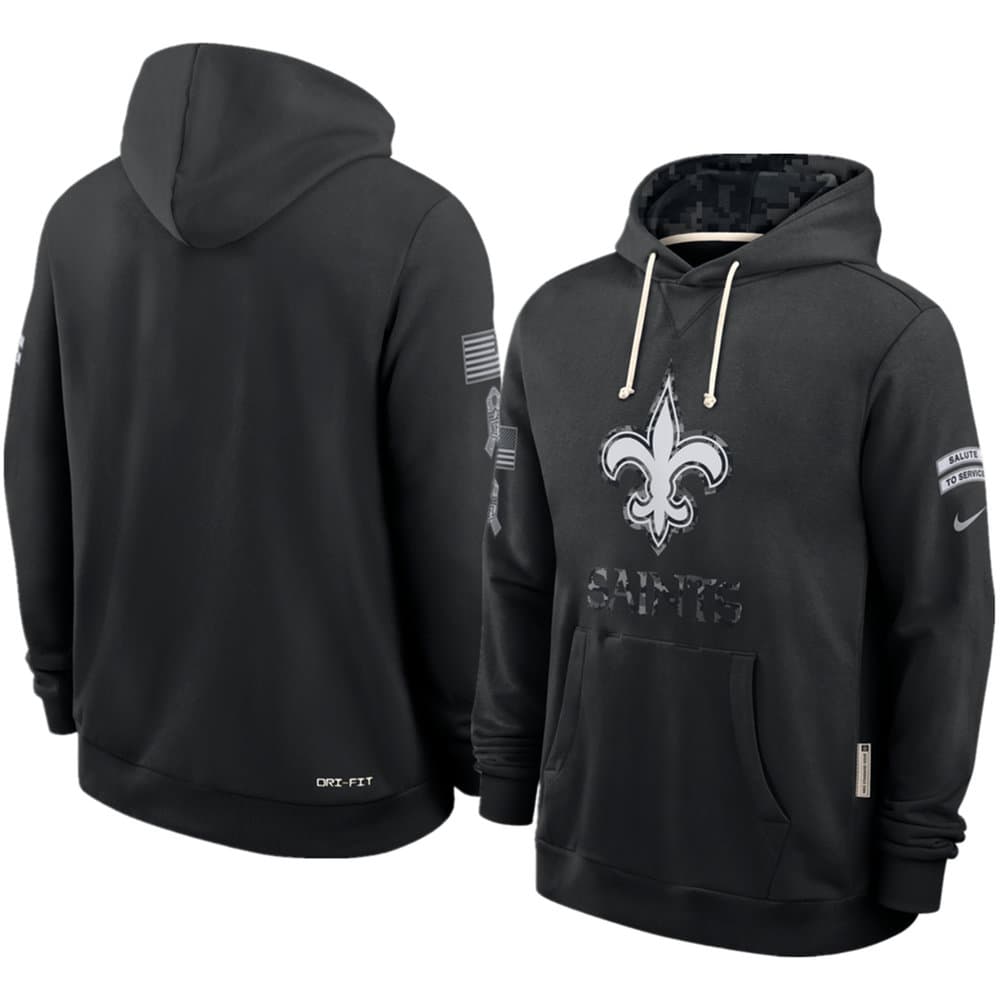 Men's New Orleans Saints Nike Black 2026 Salute to Service Sideline Dri-FIT Pullover Hoodie Men's New Orleans Saints Nike Black 2026 Salute to Service Sideline Dri-FIT Pullover Hoodie