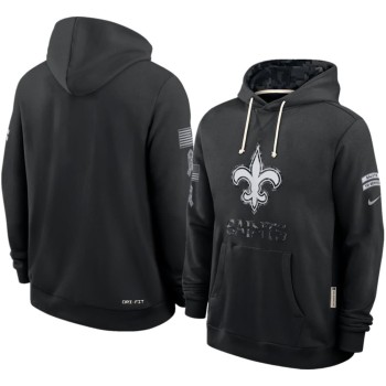 Men's New Orleans Saints Nike Black 2026 Salute to Service Sideline Dri-FIT Pullover Hoodie