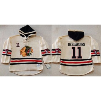 Blackhawks #11 Andrew Desjardins Cream Heavyweight Pullover Hoodie Stitched NHL Jersey Blackhawks #11 Andrew Desjardins Cream Heavyweight Pullover Hoodie Stitched NHL Jersey