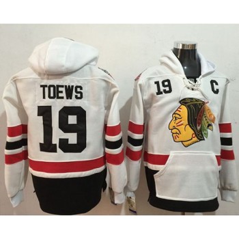 Blackhawks #19 Jonathan Toews White Name & Number Pullover NHL Hoodie Blackhawks #19 Jonathan Toews White Name & Number Pullover NHL Hoodie