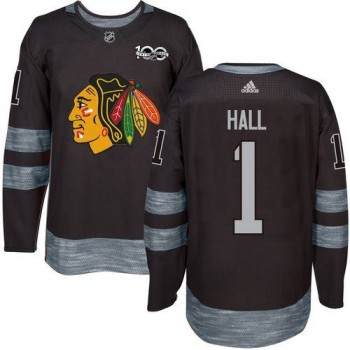Blackhawks #1 Glenn Hall Black 1917-2017 100th Anniversary Stitched NHL Jersey Blackhawks #1 Glenn Hall Black 1917-2017 100th Anniversary Stitched NHL Jersey