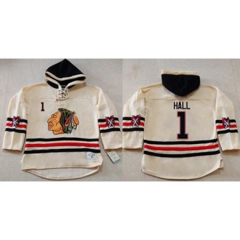 Blackhawks #1 Glenn Hall Cream Heavyweight Pullover Hoodie Stitched NHL Jersey Blackhawks #1 Glenn Hall Cream Heavyweight Pullover Hoodie Stitched NHL Jersey