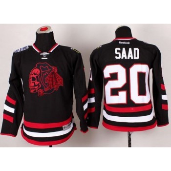Blackhawks #20 Brandon Saad Black(Red Skull) 2014 Stadium Series Stitched Youth NHL Jersey