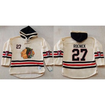 Blackhawks #27 Jeremy Roenick Cream Heavyweight Pullover Hoodie Stitched NHL Jersey Blackhawks #27 Jeremy Roenick Cream Heavyweight Pullover Hoodie Stitched NHL Jersey