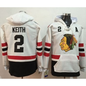 Blackhawks #2 Duncan Keith White Name & Number Pullover NHL Hoodie Blackhawks #2 Duncan Keith White Name & Number Pullover NHL Hoodie