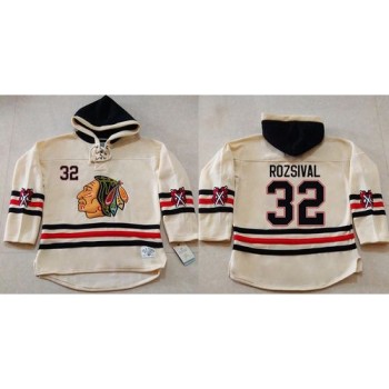 Blackhawks #32 Michal Rozsival Cream Heavyweight Pullover Hoodie Stitched NHL Jersey Blackhawks #32 Michal Rozsival Cream Heavyweight Pullover Hoodie Stitched NHL Jersey