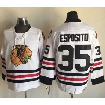Blackhawks #35 Tony Esposito White CCM Throwback Stitched NHL Jersey Blackhawks #35 Tony Esposito White CCM Throwback Stitched NHL Jersey