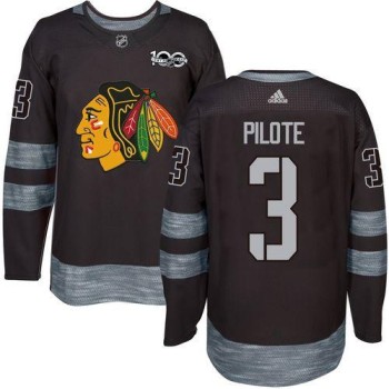 Blackhawks #3 Pierre Pilote Black 1917-2017 100th Anniversary Stitched NHL Jersey Blackhawks #3 Pierre Pilote Black 1917-2017 100th Anniversary Stitched NHL Jersey