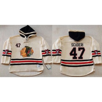 Blackhawks #47 Rob Scuderi Cream Heavyweight Pullover Hoodie Stitched NHL Jersey Blackhawks #47 Rob Scuderi Cream Heavyweight Pullover Hoodie Stitched NHL Jersey