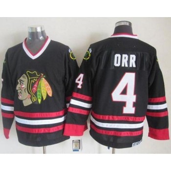 Blackhawks #4 Bobby Orr Black CCM Throwback Stitched NHL Jersey Blackhawks #4 Bobby Orr Black CCM Throwback Stitched NHL Jersey