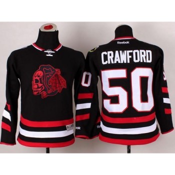 Blackhawks #50 Corey Crawford Black(Red Skull) 2014 Stadium Series Stitched Youth NHL Jersey Blackhawks #50 Corey Crawford Black(Red Skull) 2014 Stadium Series Stitched Youth NHL Jersey