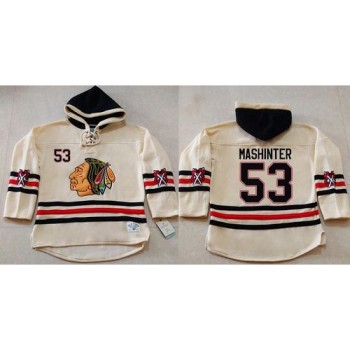 Blackhawks #53 Brandon Mashinter Cream Heavyweight Pullover Hoodie Stitched NHL Jersey Blackhawks #53 Brandon Mashinter Cream Heavyweight Pullover Hoodie Stitched NHL Jersey