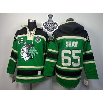 Blackhawks #65 Andrew Shaw Green St. Patrick's Day McNary Lace Hoodie 2015 Stanley Cup Stitched NHL Jersey