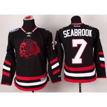 Blackhawks #7 Brent Seabrook Black(Red Skull) 2014 Stadium Series Stitched Youth NHL Jersey Blackhawks #7 Brent Seabrook Black(Red Skull) 2014 Stadium Series Stitched Youth NHL Jersey