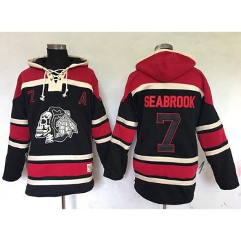 Blackhawks #7 Brent Seabrook Black Sawyer Hooded Sweatshirt Stitched NHL Jersey Blackhawks #7 Brent Seabrook Black Sawyer Hooded Sweatshirt Stitched NHL Jersey